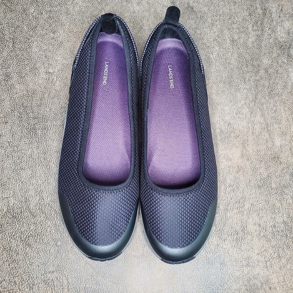 Lands’ End Black Slip On Comfort Shoes women's size 8.5 Skeemer New - Picture 2 of 11